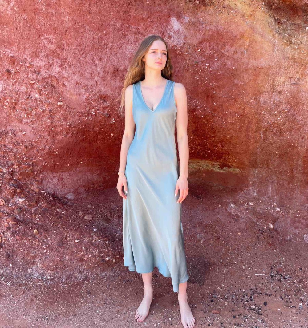 Slip Dress in Grey Blue - Image 3