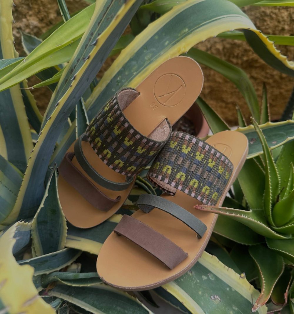 Leather Sandals with Straps in Print - Image 2