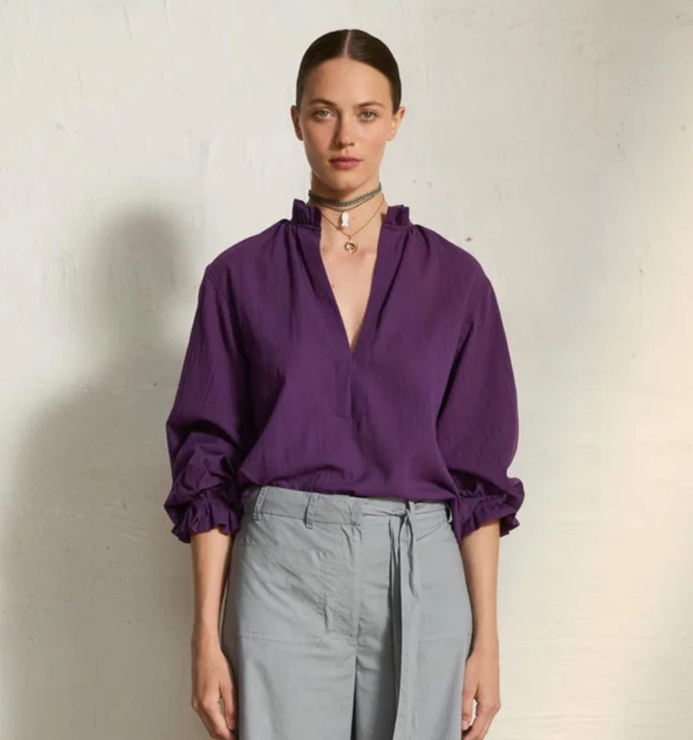 Cotton Blouse in Purple - Image 6