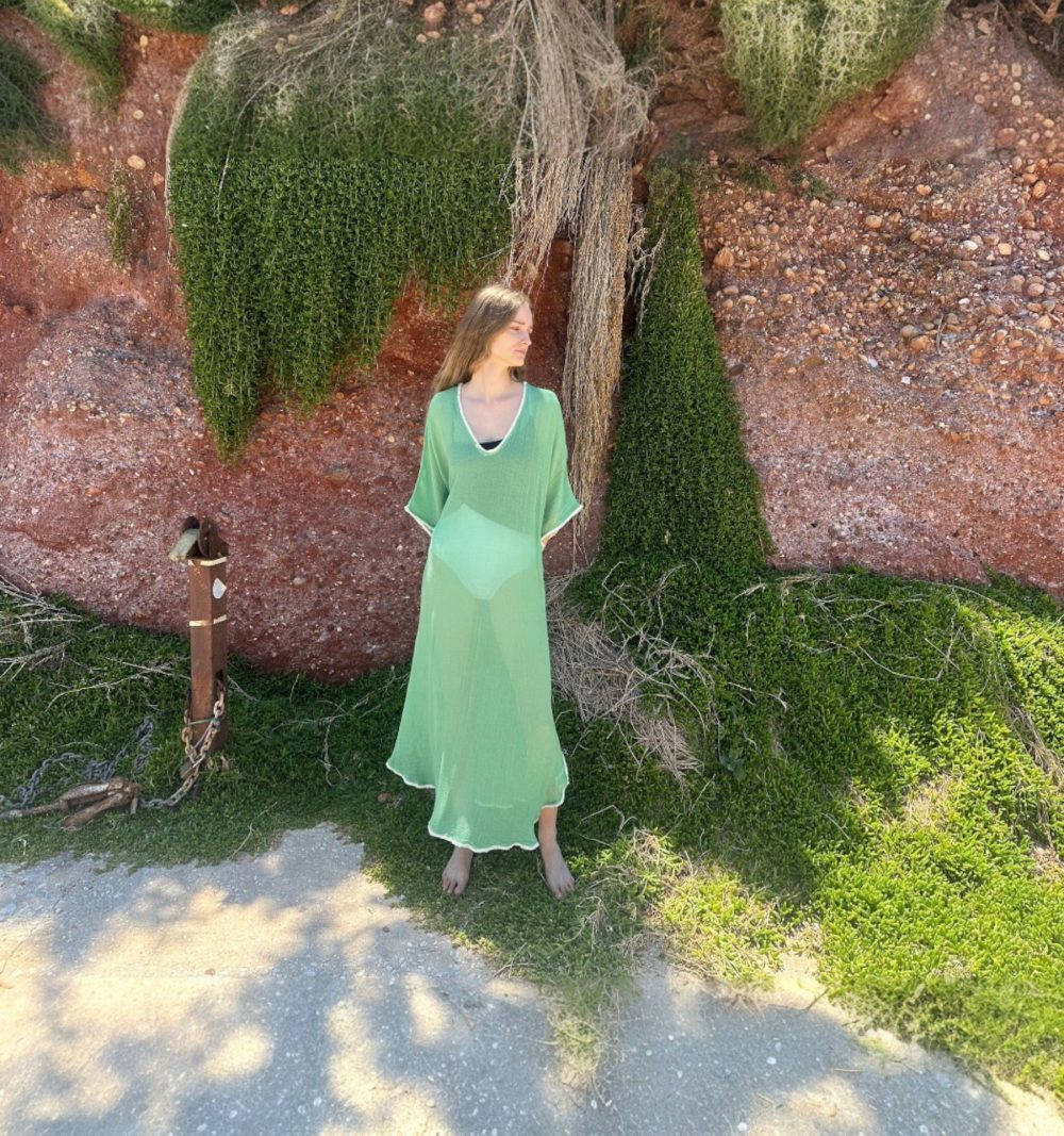 Mint Green Cotton Kaftan