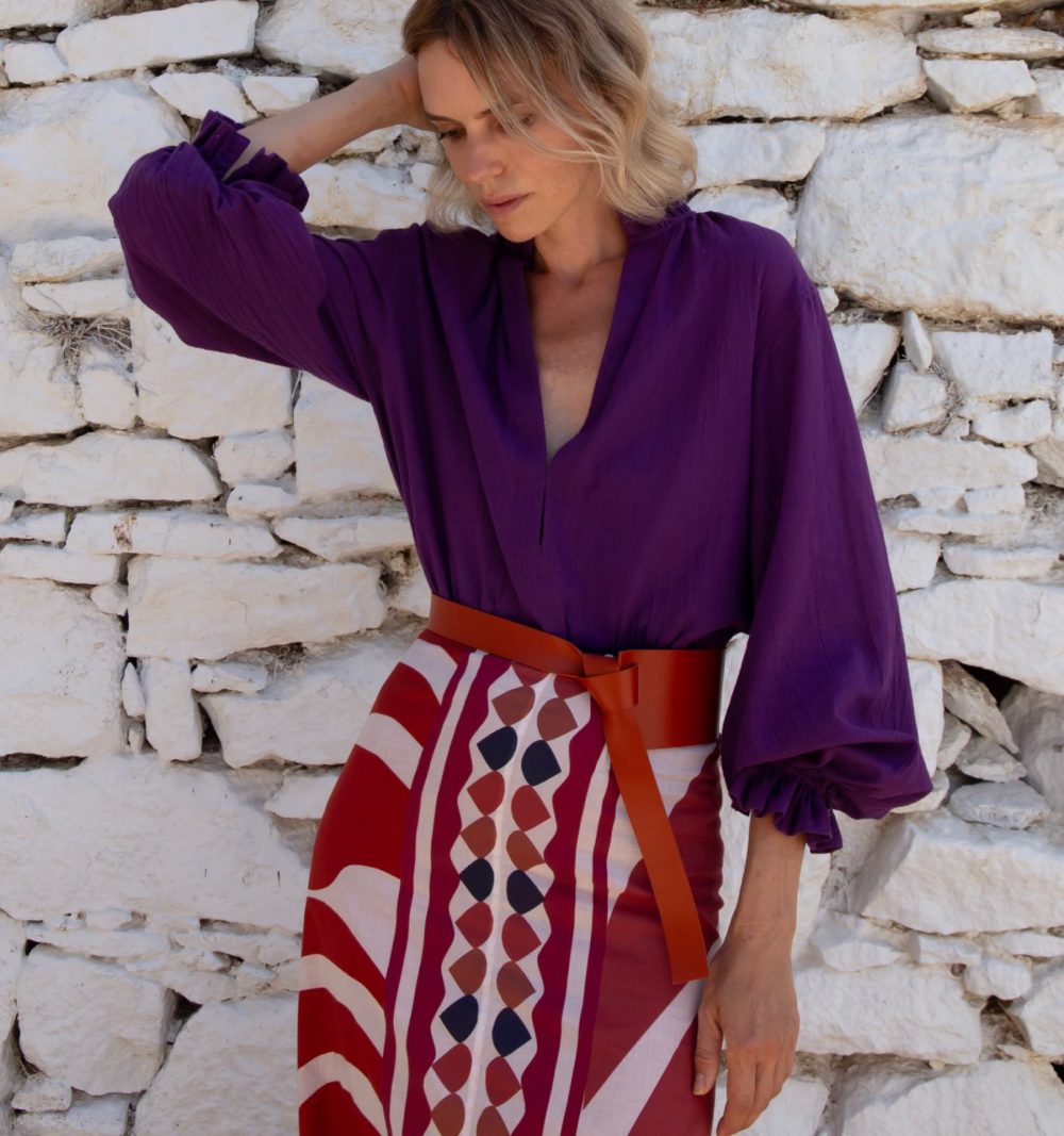 Cotton Blouse in Purple