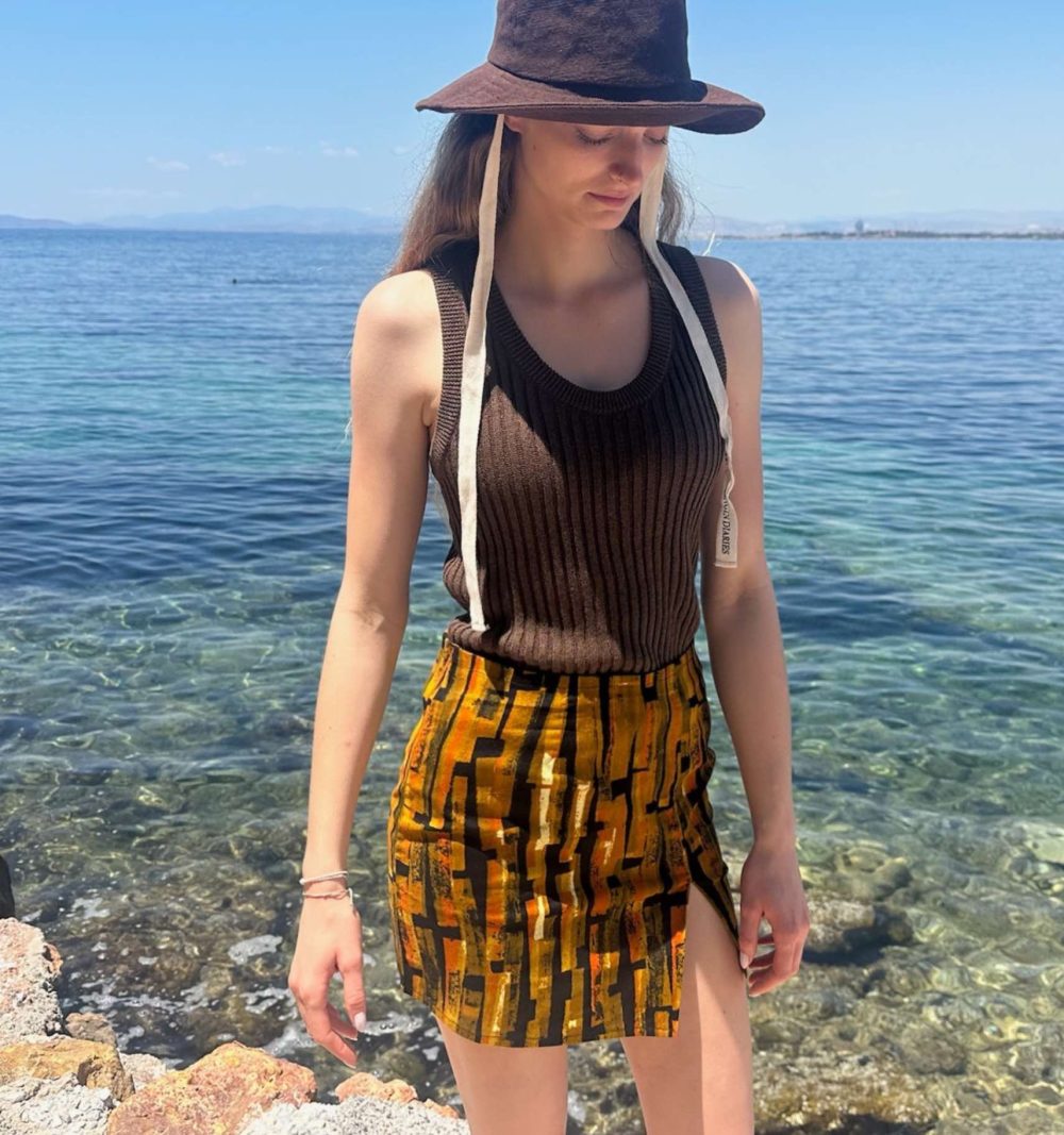 Mini Cotton Skirt in Earthy Print - Image 5