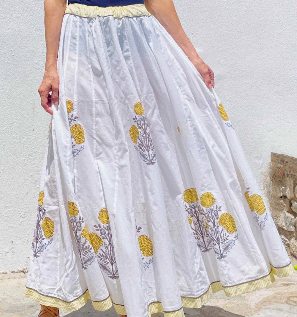 Block-Print Cotton Skirt - Image 6