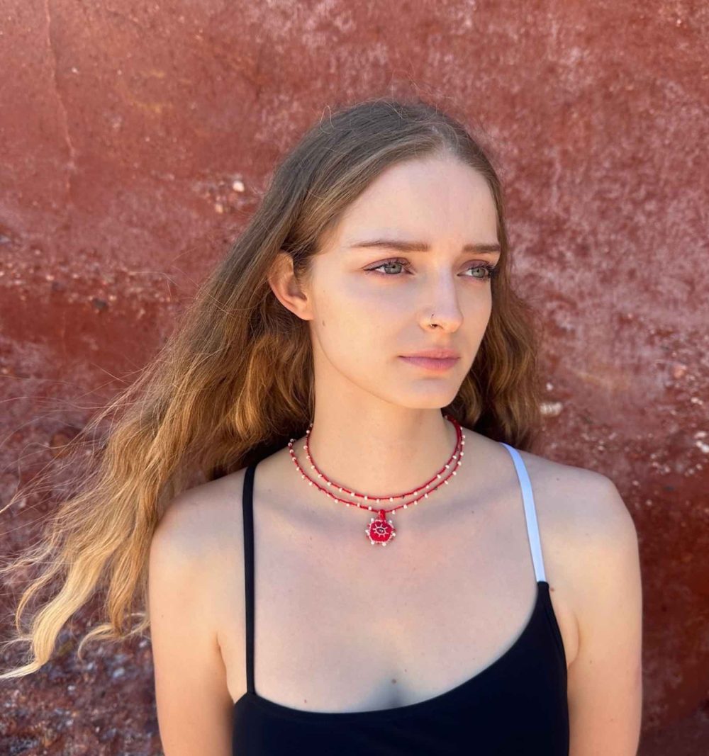 Handmade Linen & Beaded Necklacess25