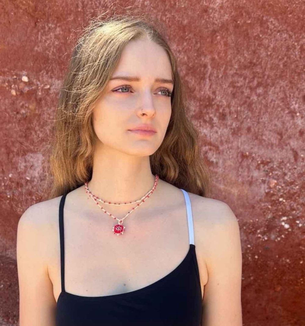 Handmade Linen & Beaded Necklacess25 - Image 3
