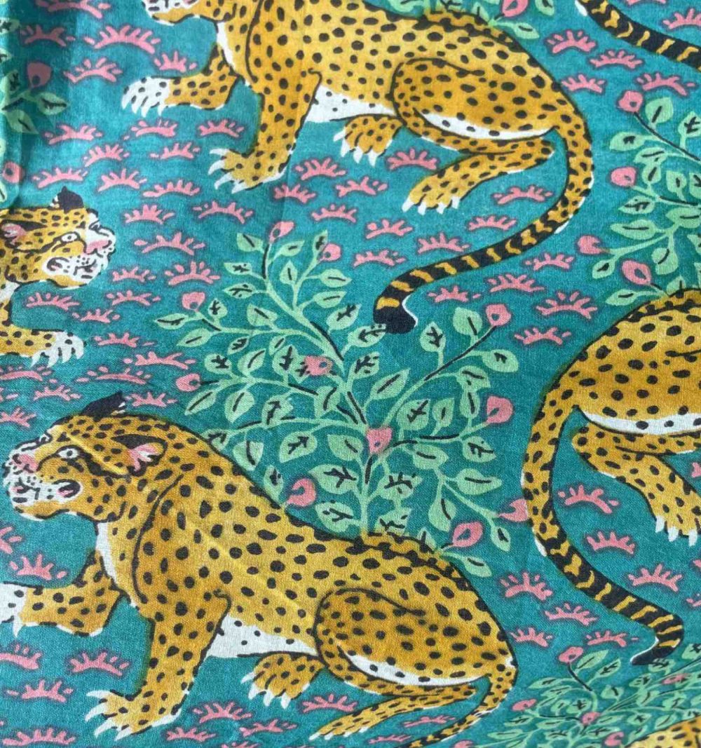 Cotton Pareo in Turquoise and Yellow - Image 2