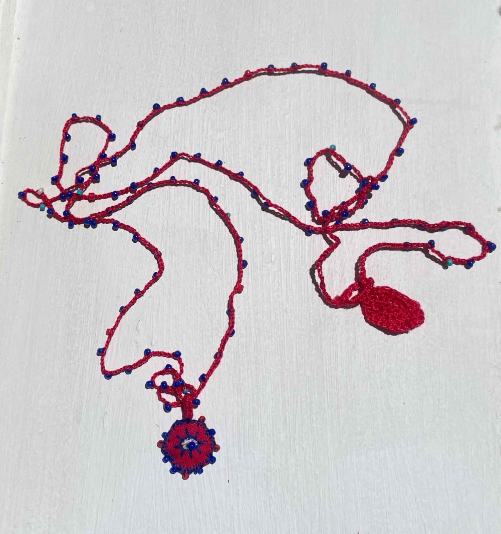 Handmade Linen & Beaded Necklacess25 - Image 6