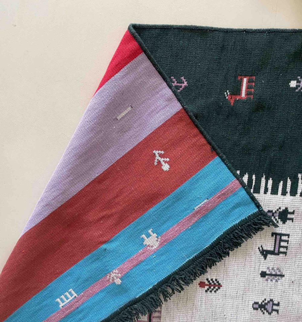 Reversible Woven Rug in Dark Green - Image 4