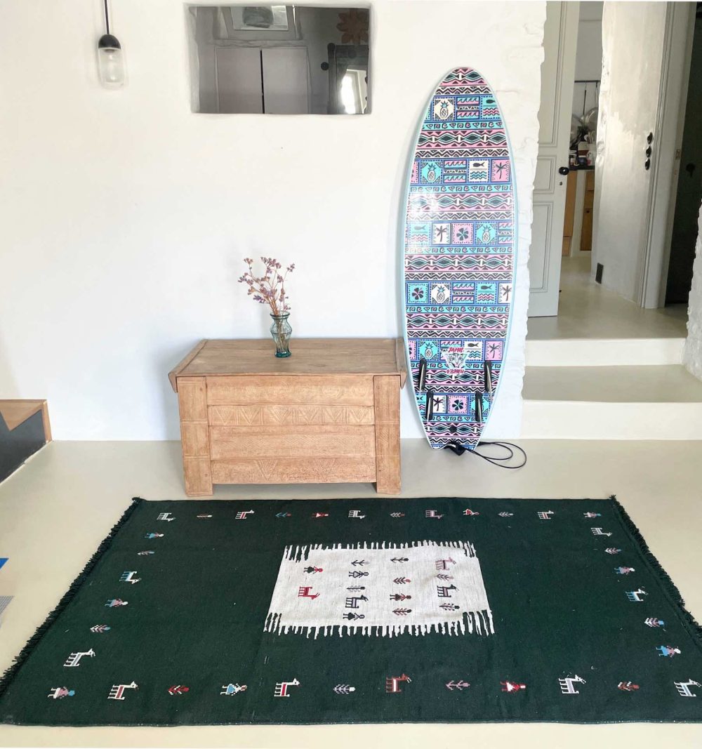 Reversible Woven Rug in Dark Green