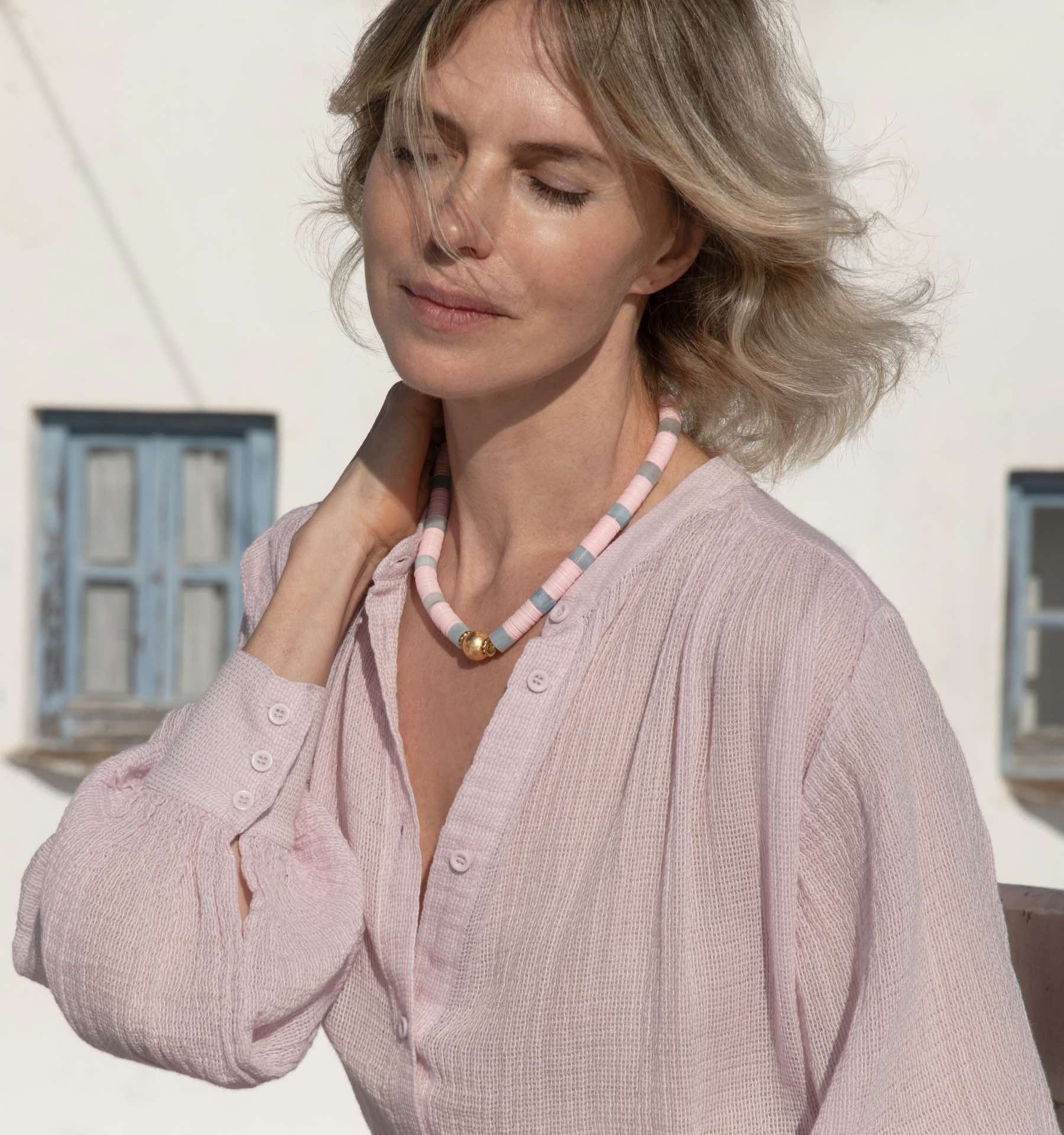 Breathable Linen Gauze Shirt in Soft Pink-Masscob - Image 3