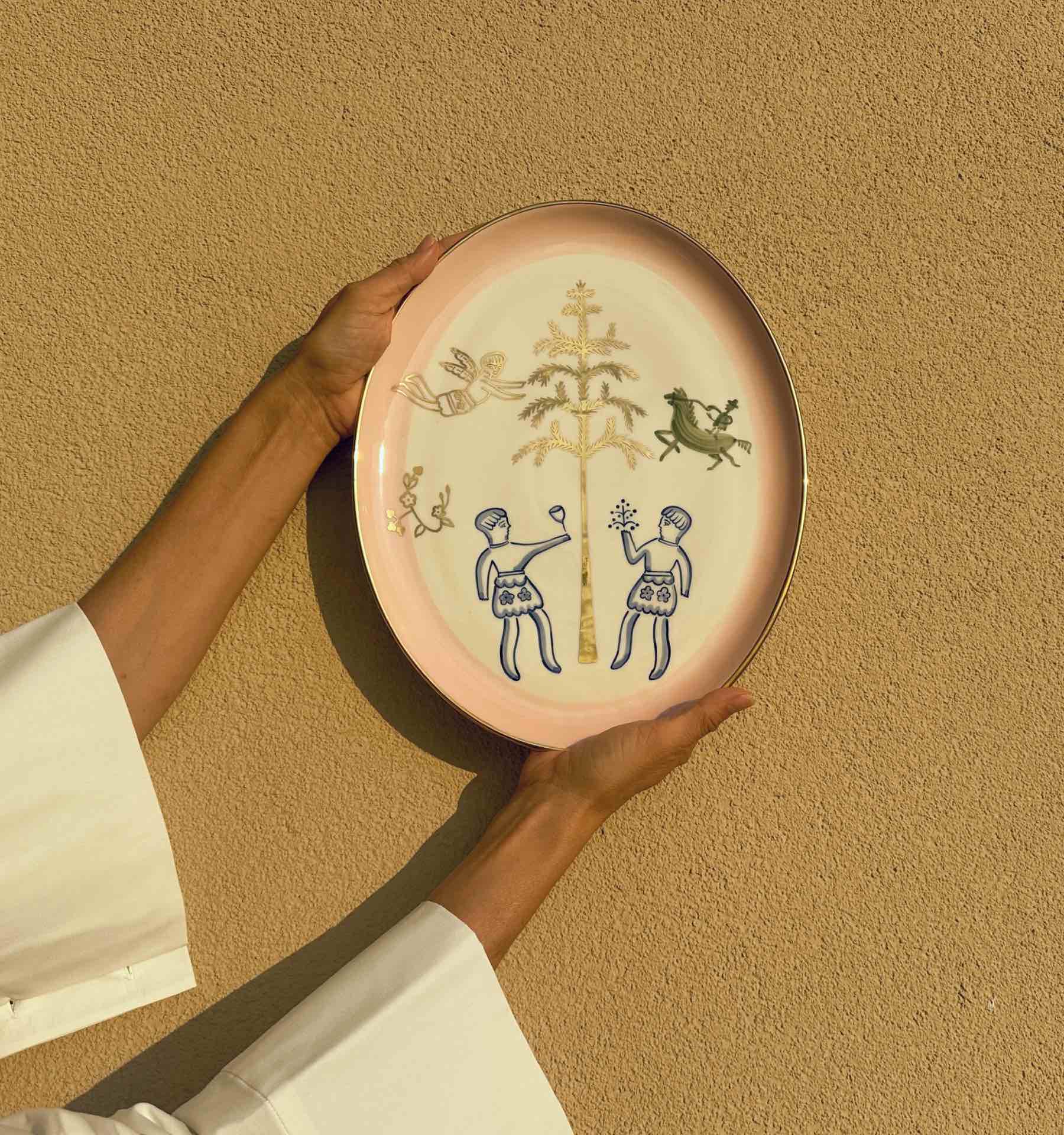 Oval Plate with Naïve Motifs