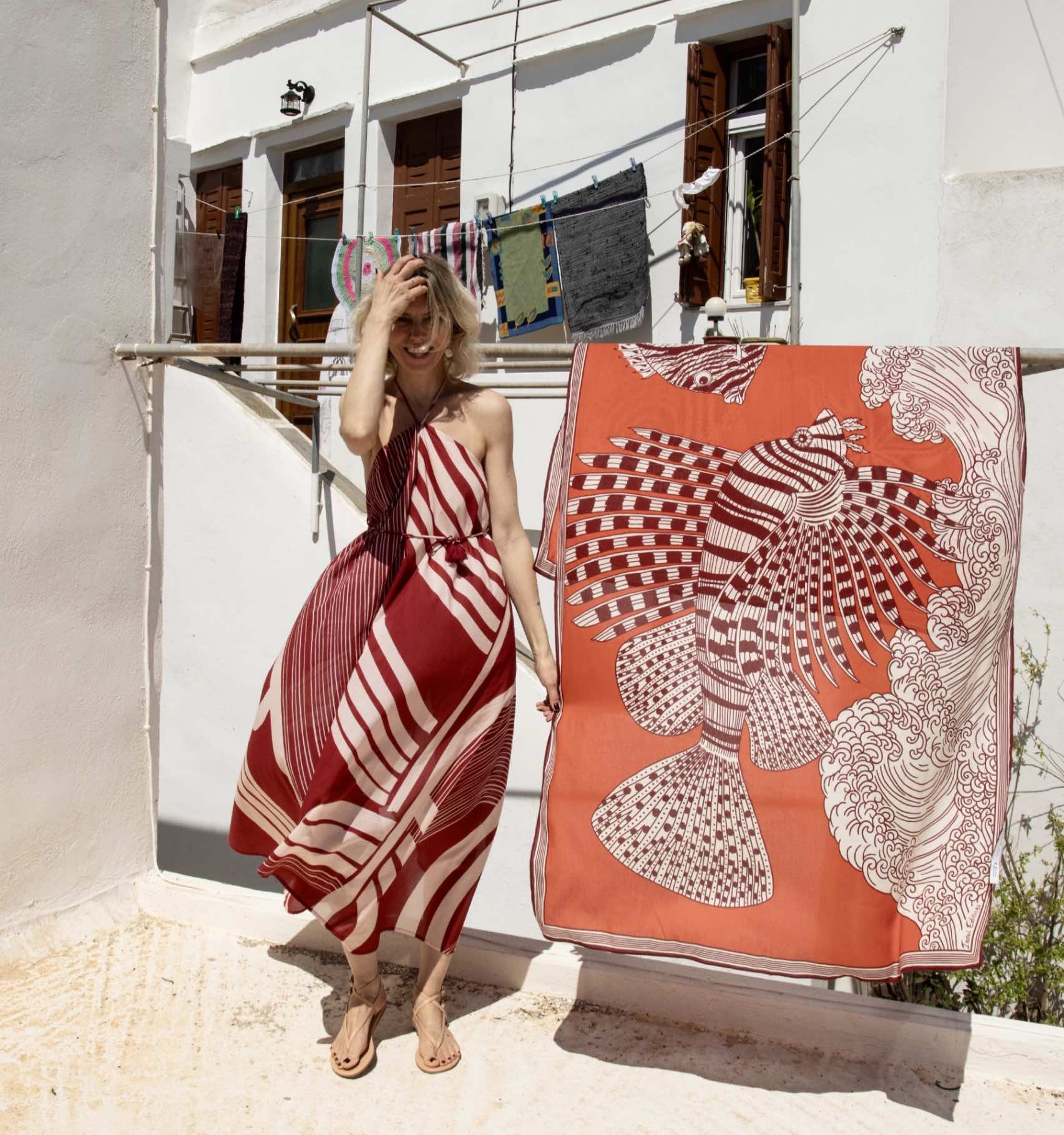 Cotton Sun Dress in Red - Image 3