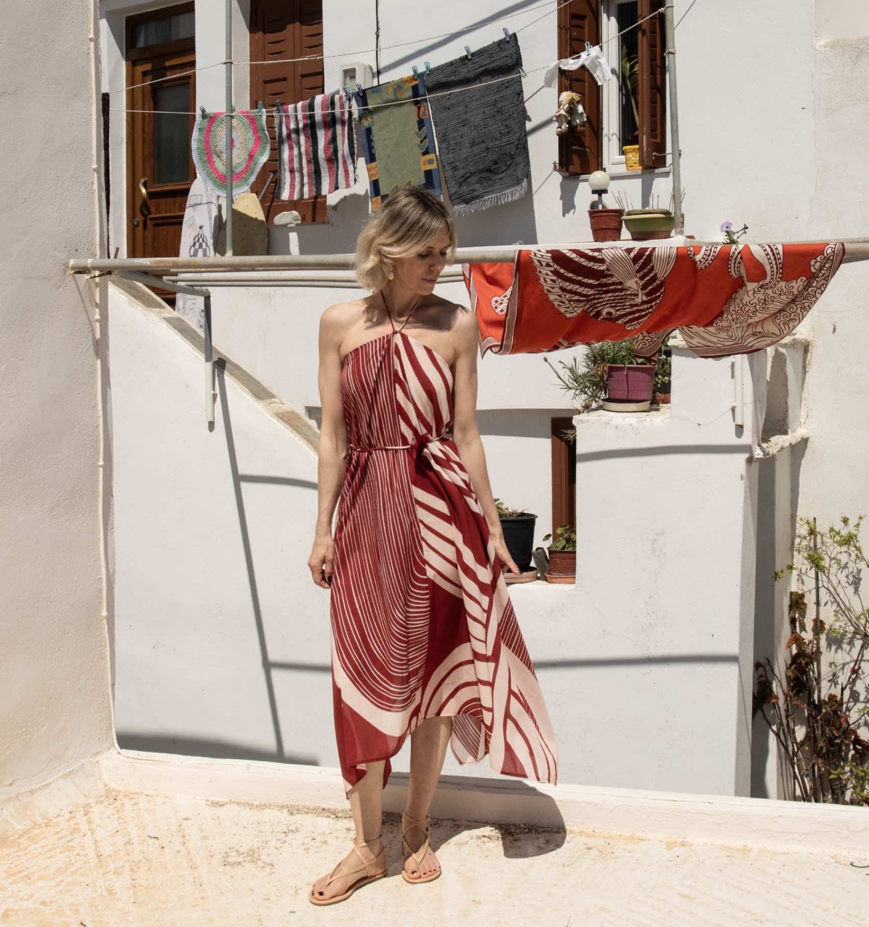 Cotton Sun Dress in Red
