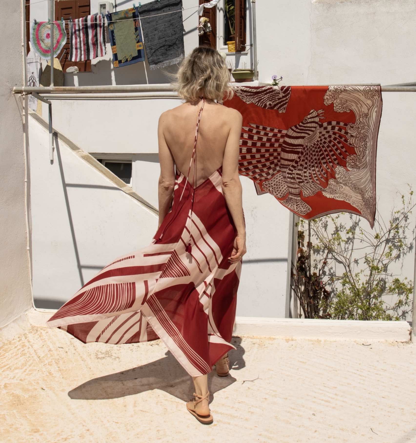Cotton Sun Dress in Red - Image 2