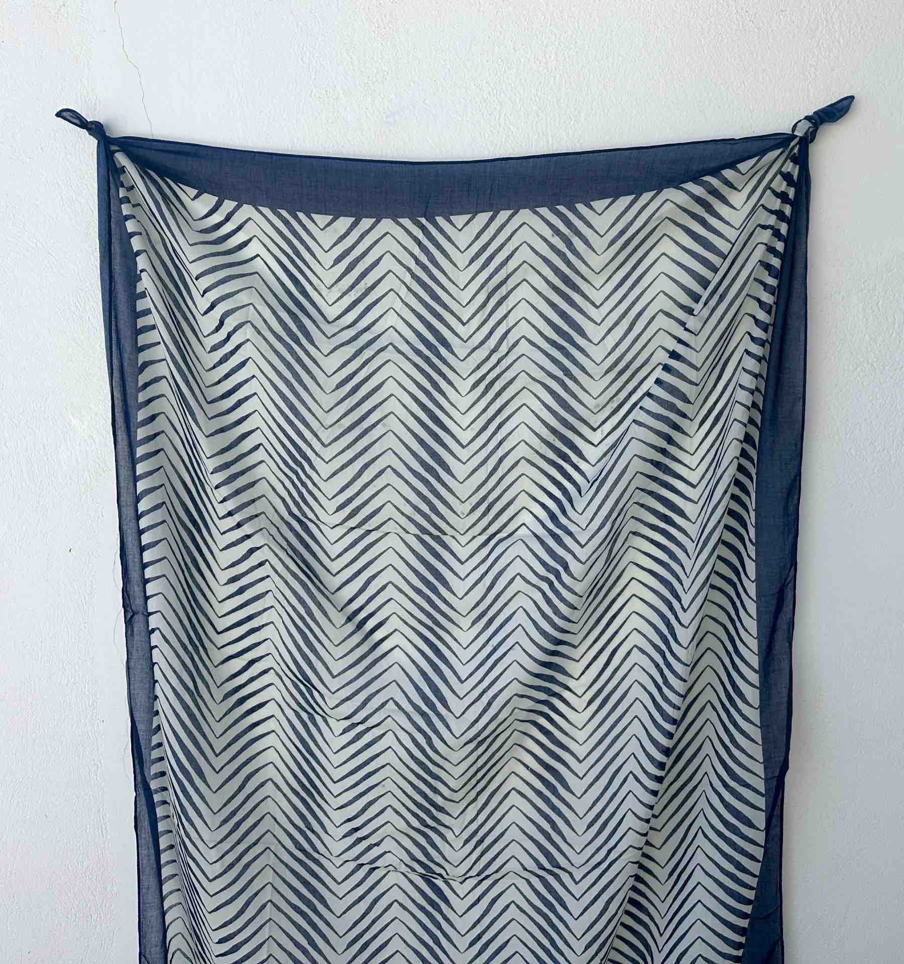 Cotton Pareo in Blue and White - Image 3