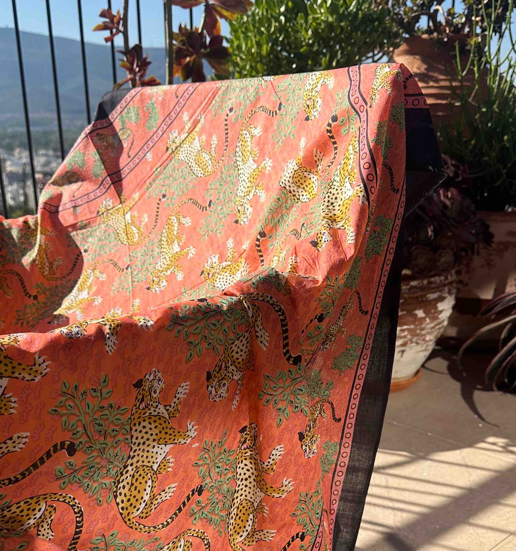 Cotton Pareo in Dusty Coral and Black - Image 3