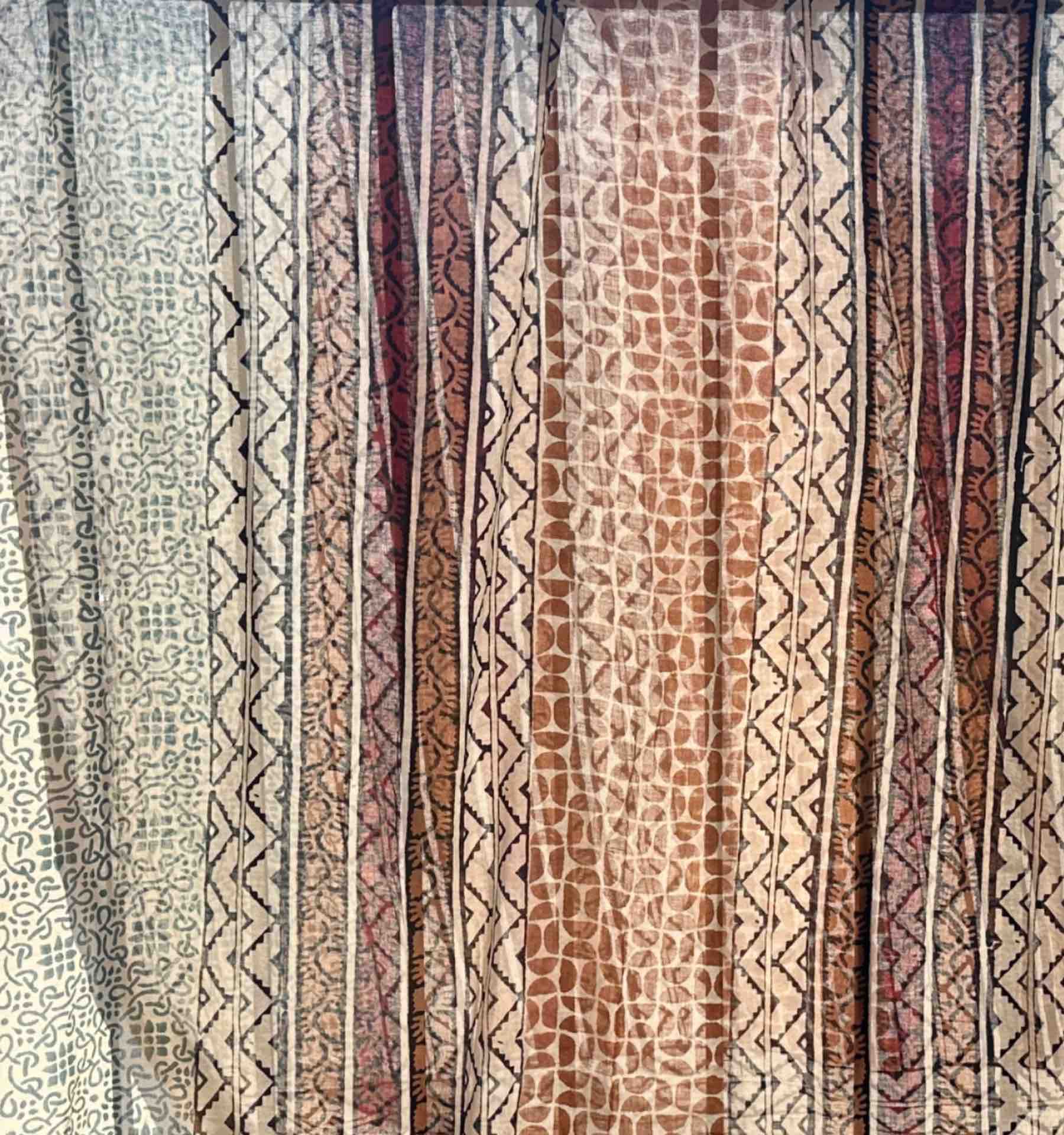 African Print Cotton Voile Pareo in Earthy Tones - Image 3
