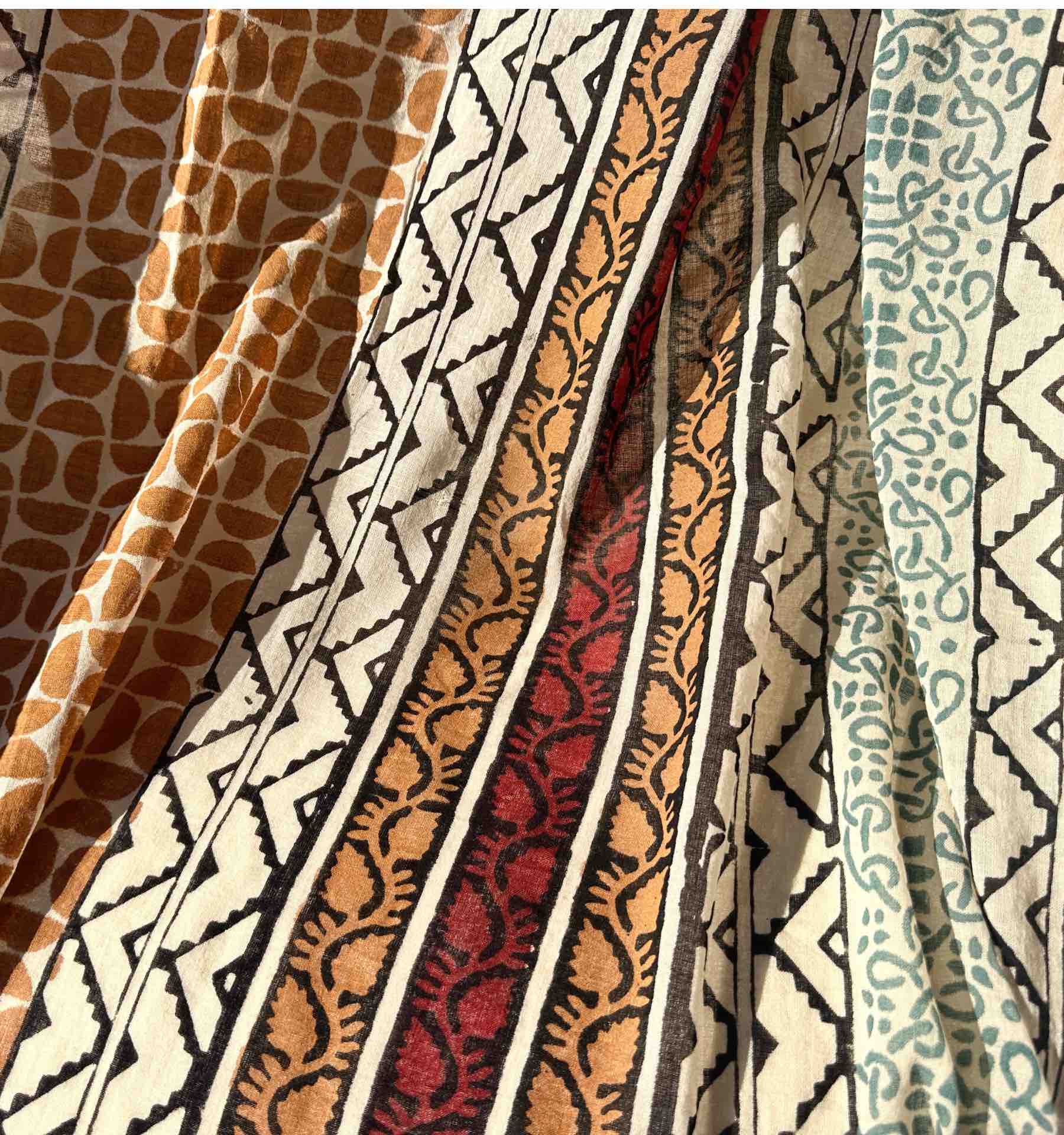 African Print Cotton Voile Pareo in Earthy Tones - Image 2