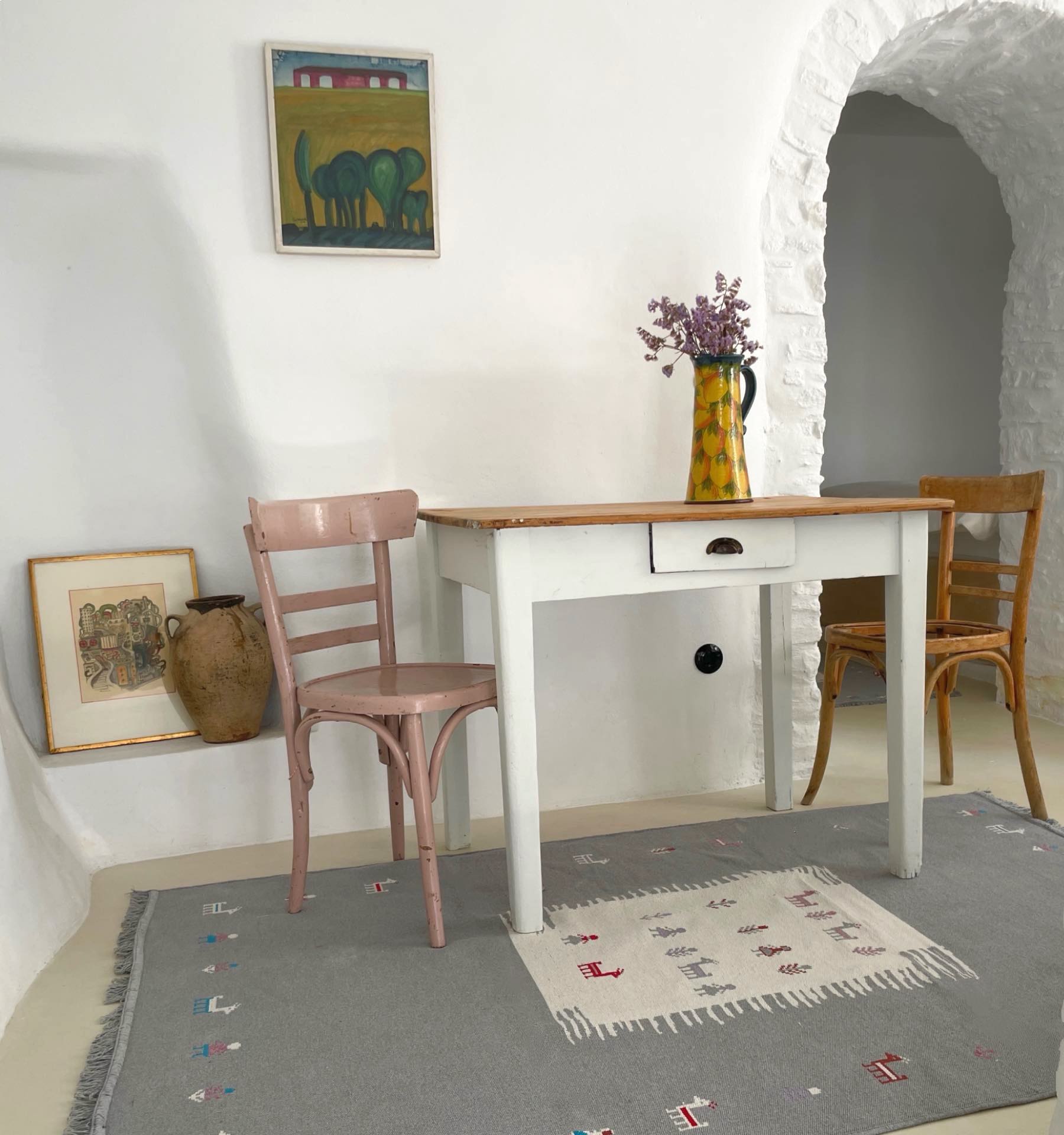 Reversible Woven Rug in Gray