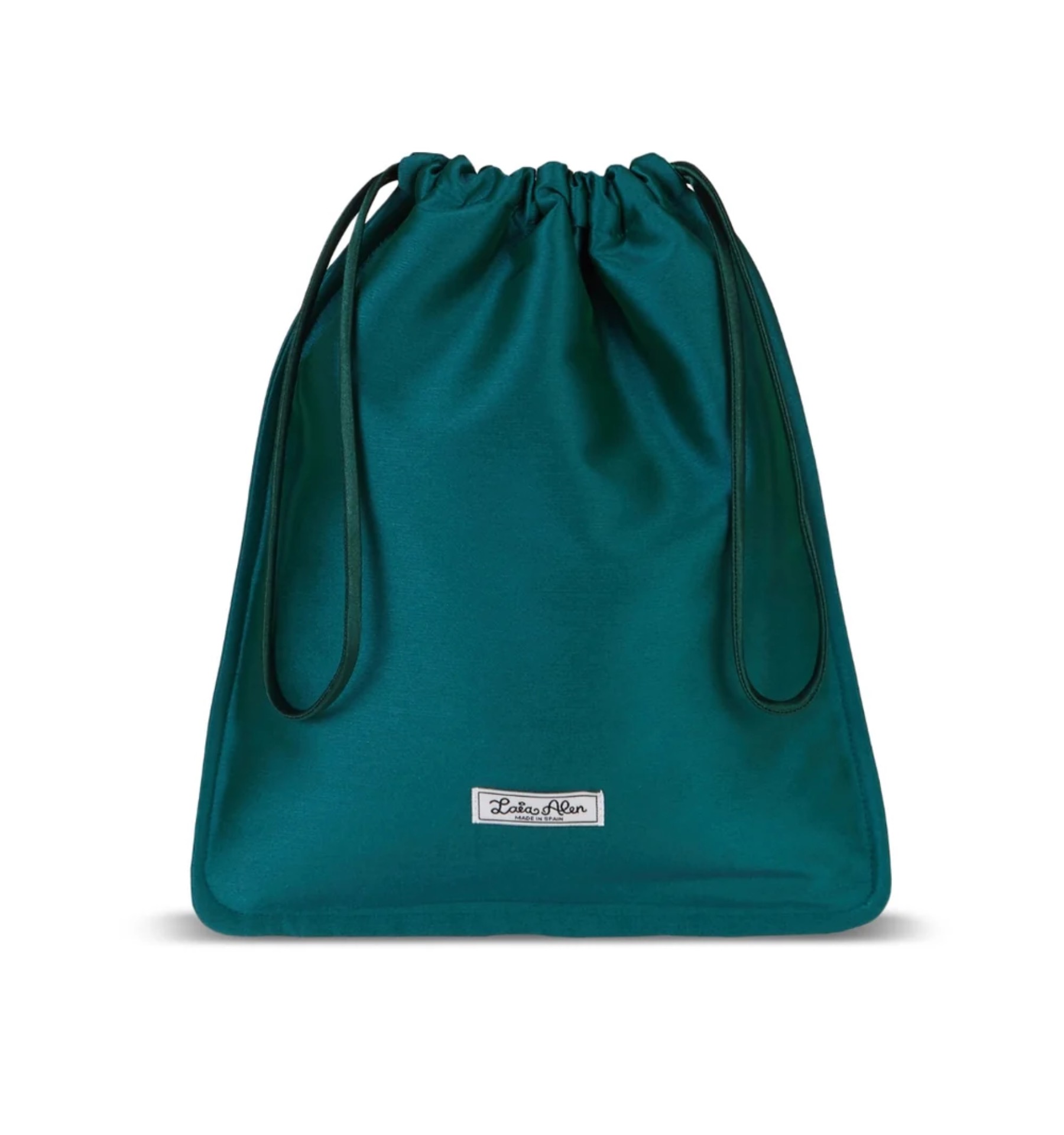 Satin Drawstring Pouch in Emerald Green